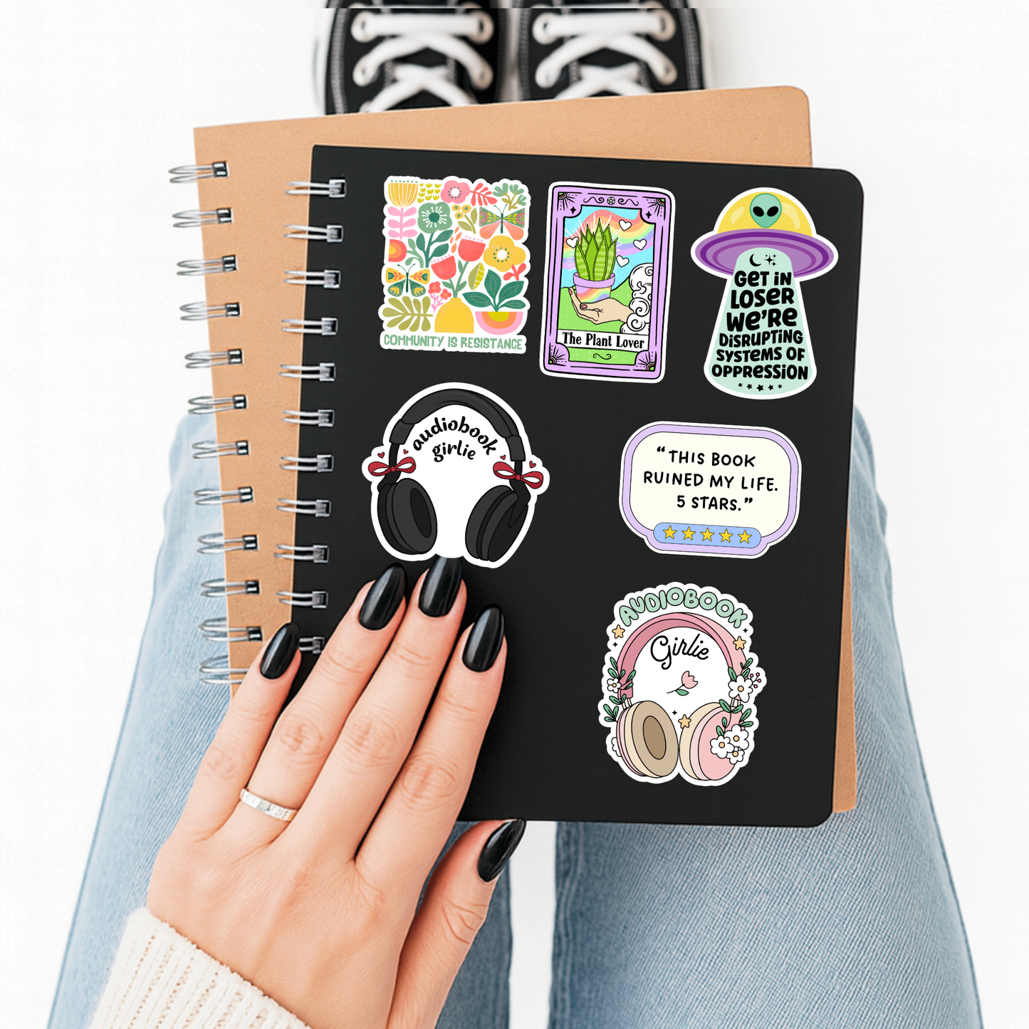 Audio Book Girlie Vinyl Sticker | Spring Bookish Gift