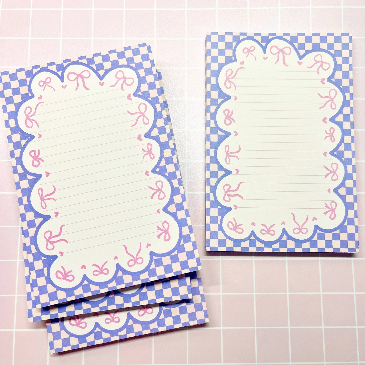 4x6 Notepad, Pink Bow Scallops