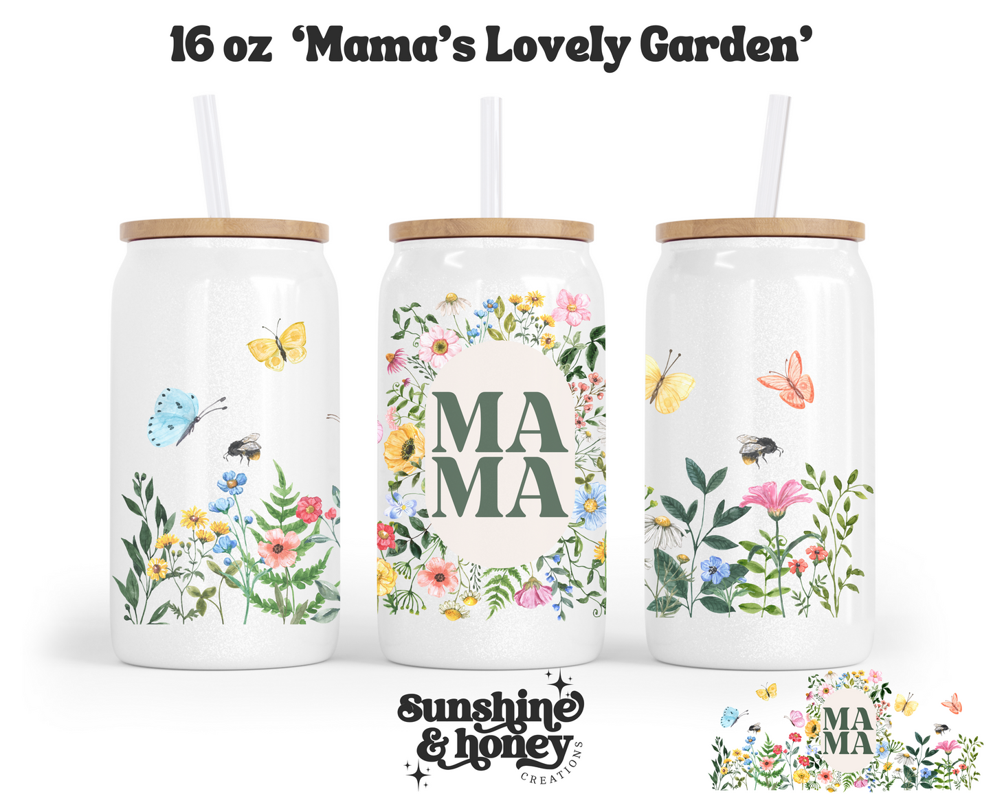 Mama's Lovely Garden Glass Can