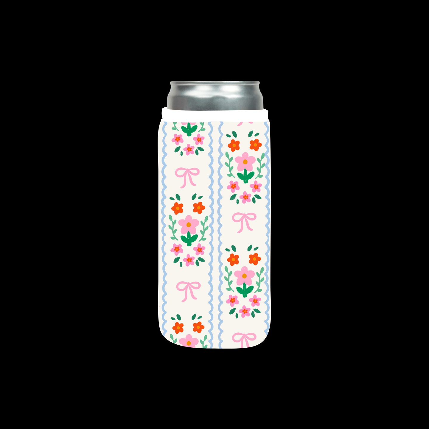 Spring Floral Slim Can Sleeve Coozie / Coffee Sleeve