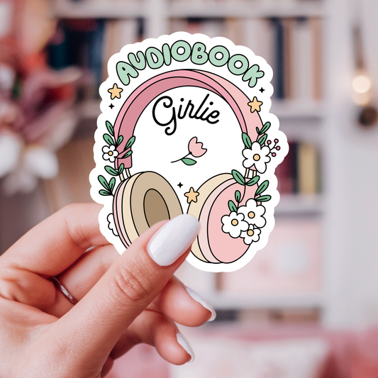 Audio Book Girlie Vinyl Sticker | Spring Bookish Gift