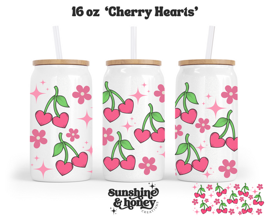 Cherry Hearts Glass Can