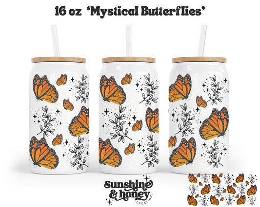 Mystical Butterfly Glass Can