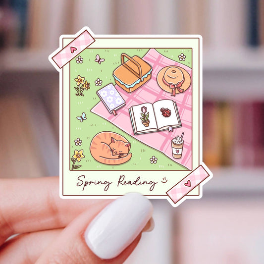 Spring Reading Polaroid Sticker | Spring Reader
